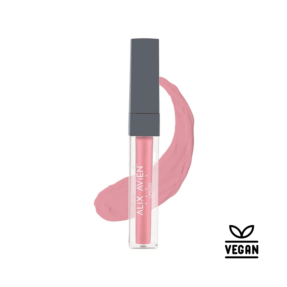 Alix Avien lūpų blizgis 401 Soft Pink su spalvos potėpio akcentu